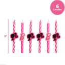 2 x Barbie Birthday Cake Candles | 6 Birthday Candles for Cake Decorations, Pink Stripe Candles, Cake Toppers for Barbie Party