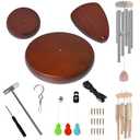 Wind Chime Replacement Parts, 28 PCS Windchime Repair Kit Including Round Top, Clapper, Wind Catcher, 19.6FT Nylon Cord, DIY Wind Chime Supplies (Dark Brown)