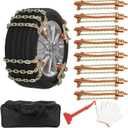 SCITOO 225-275mm Snow Chains for Car Pickup Trucks SUV,8 Pack Quick Easy Installation Tire Traction Chain,Portable Reusable Adjustable Universal Emergency Anti-Skid Thickening Tire Chains - Set of 8