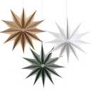 SUNBEAUTY 3 Pcs 12-Pointed Paper Star Brown Grey White Lanterns 12 Inch Christmas Hanging Lamp Shade Wedding Birthday Christmas Home Party Decorations