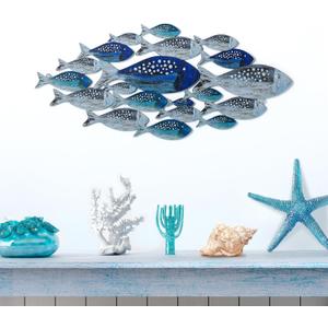 Hotop Metal Fish Wall Decor Handcrafted Fish Art Summer Metal Wall Sculpture Marine Decor for Coastal Nautical Beach or Boat Decoration Collector Vacation House Art Bedroom Bathroom Living Room(Fish)