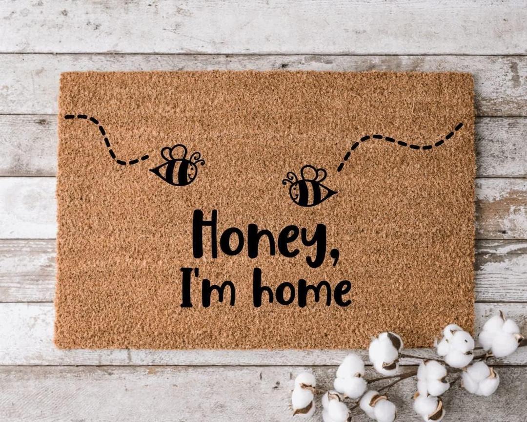 Honey I'm Home Be Doormat Welcome Mat Cheerful Gift Doormat Housewarming Gift Grandma and Grandpa Gift Home Kitchen Doormat Bedroom Doormat 30x18 Inch