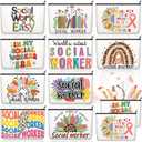 Kacctyen 10 Pcs Social Worker Appreciation Gifts for Women Social Worker Month Makeup Cosmetic Canvas Pouch Bags Portable Makeup Pouch Bag Travel Organizer for Party Favors