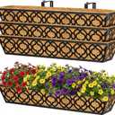Y&M 4-Pack 30 Inch Railing Planter Boxes 24 Inch 2 Pack, Hanging Balcony Planter, Adjustable Deck Railing Planter Box, Metal Window Boxes Outdoor for Fence, Porch Flower Pots Holder, 30 inches x 26.7 inches x 4.8 inches
