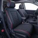 EKR CRV Seat Covers Custom Fit for Honda CRV 2017 2018 2019 2020 2021 2022,Leather Car Seat Cover Full Set for Trucks SUV,Waterproof Car Seat Cushion,Faux Leather (Black with Red Piping)