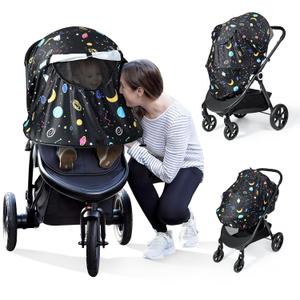 Orzbow Stroller Sun Shade Universal, Breathable UPF 50+ Stroller Cover for Baby Sun Protection - Rich Inside Visuals and See Through Mesh Window, Large Stroller Sunshade Cover Extender, Planets Orzbow Stroller Sun Shade Universal, Breathable UPF 50+ Stroller Cover for Baby Sun Protection - Rich Inside Visuals and See Through Mesh Window, Large Stroller Sunshade Cover Extender, Planets