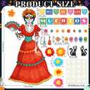 Pasimy Day of The Dead Bulletin Board Set Colorful Sugar Skull Classroom Decorations Mexican Dia De Los Muertos Cutouts with 3D Paper Flowers for Door Wall Decor Fiesta Halloween Party(Classic)