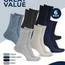 Pembrook Frill Knit Diabetic Socks for Women & Men with Bamboo Viscose - 6 Pairs Non Binding Wide Neuropathy Socks for Women