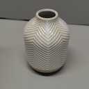 Small Boho Vase for Decor,Rustic Farmhouse Vase for Pampas Grass,Eucalyptus Set and Tiny Stem Flowers,Ceramic for Centerpieces, 5.3 Inch,Wave-Arctic White