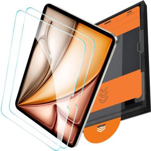OMOTON Screen Protector for iPad Air 13 Inch M4/M3/M2 (2026/2025/2024, 8/7/6th Gen), Tempered Glass with Easy Installation Tray, Case & Apple Pencil Compatible, Bubble-Free, HD Clear