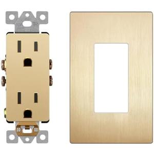 LIDER Matte Finish Decorator Receptacle and Brushed Finish Decorator Switch Cover, Screwless Wall Plate, Mid-Size Pack Of 8