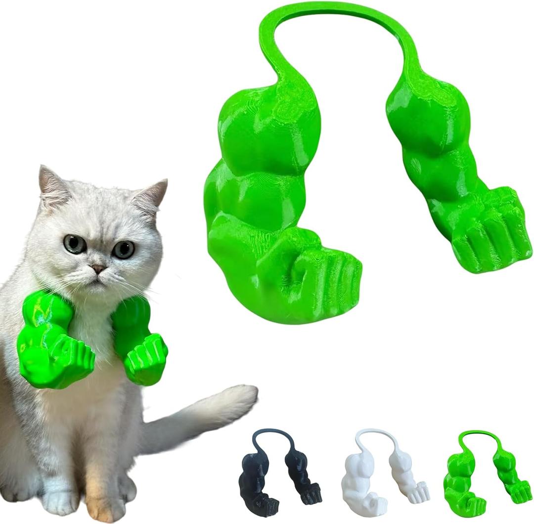 3D Printed Cat Muscle Arms, Halloween Cat Costume Accessory Neck Arms for Pet Cosplay, Lightweight Muscular Arms for Cats Birthday Party Supplies, Halloween Unique Costume Prop for Pets (Green)