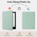 CoBak Case for Kindle Paperwhite 12th Gen 2024 (7") & Kindle Colorsoft Signature Edition (7") - New PU Leather Cover and Clear Soft Silicone Back Cover with Auto Sleep Wake Feature (Sage Green)