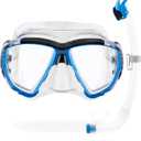 Cressi Big Eyes & Seal Dry Mask & Snorkel Kits, Clear/ Azure