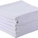100% Cotton Flour Sack Dish Towels, Pack of 6, Blank Tea Towels Highly Absorbent for Kitchen, Drying and Cleaning 50x70cm (White)