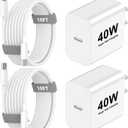 iPhone 17 Pro Max Charger Fast Charging,2Pack 40W USB C Fast Wall Charger Block with 10ft Type C to C Charging Woven Cord for iPhone 17/Air/17 Pro/17 Pro Max/16/16 Pro/16 Pro Max/16 Plus/15/15 Pro Max (White)
