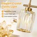 Modern Crystal Bathroom Vanity Light, 4-Light Gold Bathroom Light Fixtures Over Mirror, Crystal Vanity Light with Brushed Gold Finish (Bulbs Not Included)