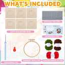Hahafelt 6 Pcs Punch Needle Coaster Kit for Beginners Apple Patterns Teacher Appreciation Gift Embroidery Craft Supplies with Yarns Tool Adhesive Felt Embroidery Hoop Instruction Holder for DIY Craft