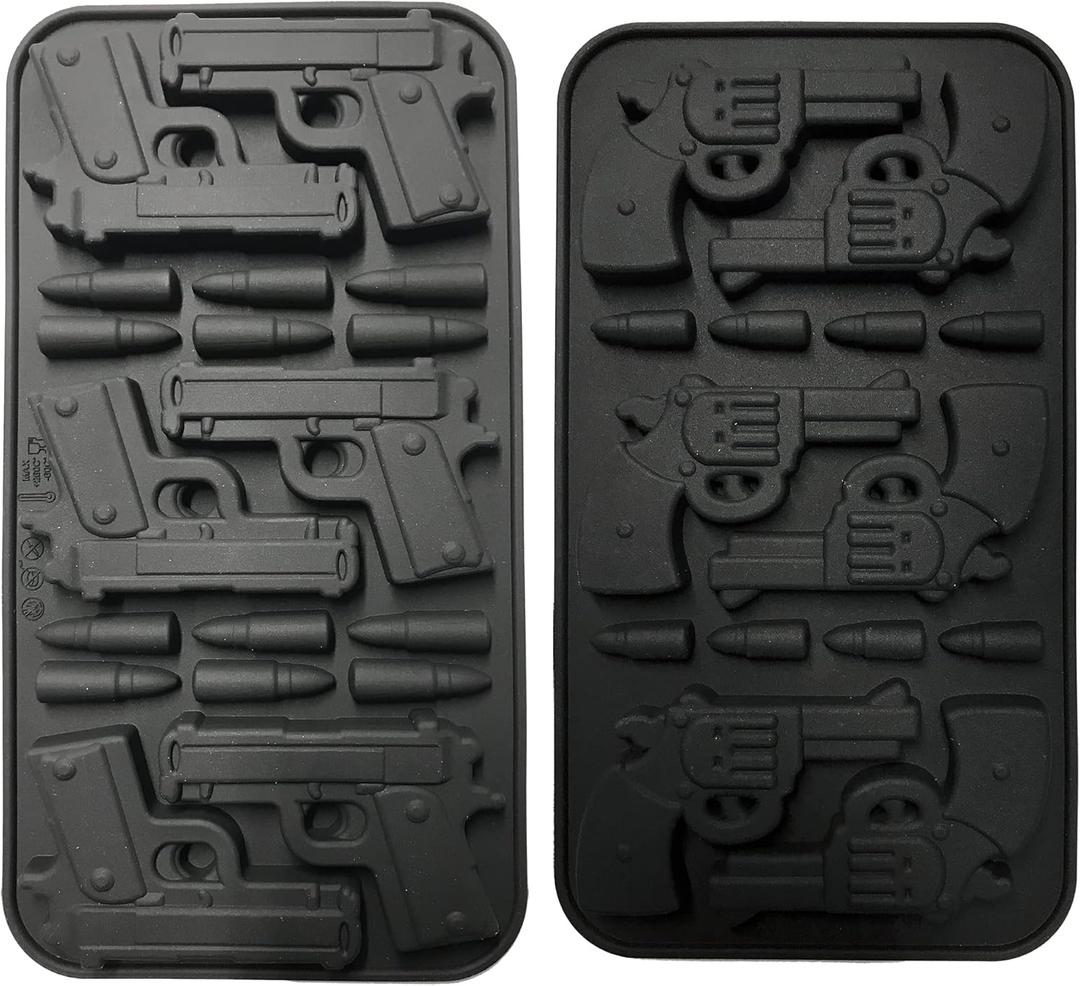 Silicone Gun Handgun and Revolver Pistol Bullet Chocolate candy Ice Tray Homemade DIY Chocolate Mould 2 Different molds