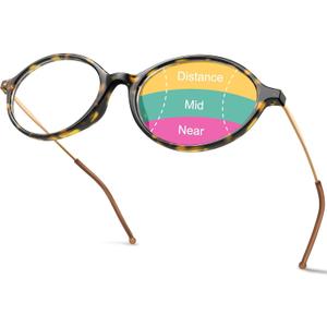 VISOONE Progressive Reading Glasses for Women, No Line Multifocal Readers, Anti-Fog Vintage Oval TR90 Frame MONA, 1.5 Diopters