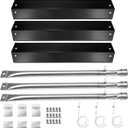 Hisencn Replacement Parts for Chargriller 5050, 3001, 5650, 3008, 3030, 4000, King Griller 5252, Burner Tube, Porcelain Steel Heat Plate Tent, Ignitor for Chargriller 3 Burner Gas Grill