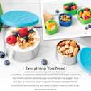 LunchBots Large Cinco Stainless Steel Lunch Container - Five Section Design Holds a Variety of Foods - Metal Bento Box - Dishwasher Safe - Stainless Lid