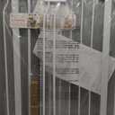 Cumbor 29.243" Baby Gate for Stairs, Wall-Mounted (Drill Required), Expandable No Bottom Bar Dog Gate, Auto Close Extra Wide Walk Thru, Pet & Toddler Proof Gate, Top & Bottom of Stairways (White)