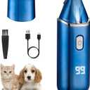 Dog Paw Trimmer, 20mm-Blade Pet Precision Trimmer, Electric Dog Hair Trimmer with LED Light, Protective Cap, Rechargeable Pet Paw Grooming Clippers for Paws, Ears, Face, Blue