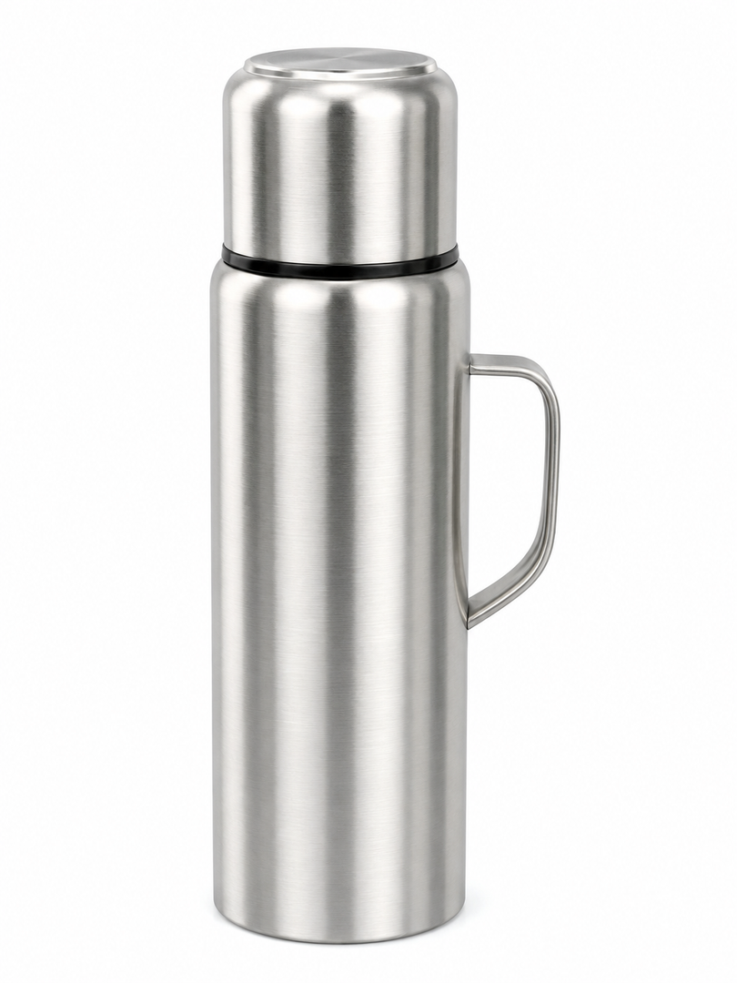 GIOGD silver water bottle, Diameter: 3.5", height: 9.25"