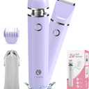 Bikini Trimmer and Shaver Kit for Women - 2-in-1 Wet/Dry Electric Body Hair Trimmer Facial Hair Removal Cordless Waterproof Bikini Shaver Razor for Face Lip Chin Pubic Underarm Legs (Purple)