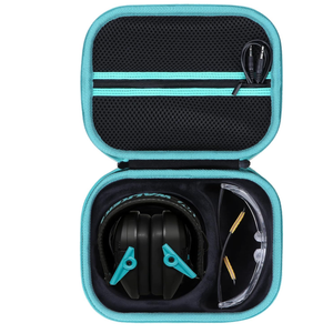 Storage Case Compatible with Walkers Razor Slim/Howard Leight Honeywell Impact Sport/PROHEAR 066 030 Electronic Shooting Earmuffs Hearing Protection Muffs (Black + Teal Case)