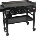 Char-Griller® Flat Iron 4-Burner Propane Gas Flat-Top Griddle with Steel Griddle Top, Wind Guards and Instant-Ignition, 775 Cooking Square Inches in Black, Model E8936