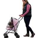 Pet Gear Travel Lite Plus Stroller, Compact, Easy Fold, No Assembly Required, Large Wheels for Cats and Dogs up to 15 pounds, Light Pink