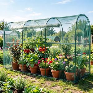 Crop Cages for Garden Plant, Plant Protection Tent with Zippered Door, Raised Bed Cover, Garden Bed Cover with Frame, Wind-Resistant Plant Cages for Outdoor Plants Vegetable Flower 130''*43''*71''