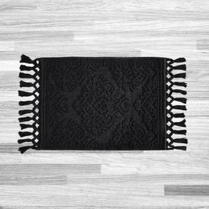Jean Pierre - Ricardo Bath Mat, Woven Fringe Bathroom Rugs, 100% Cotton, Premium Bathroom Decor - Measures 17" x 31" - Black (1'5" x 2'7" (Rectangular), Black)