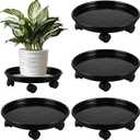 4 Packs Plant Caddy with Wheels 11.8" Plastic Rolling Plant Stands Heavy-duty Plant Dolly with Casters Indoor Outdoor Wheeled Plant Roller Base Large Planter Saucers Plant Mover, Black