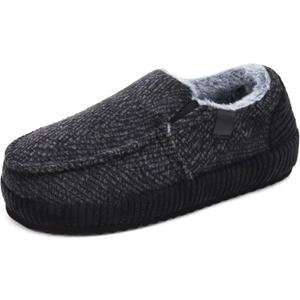 ONCAI Mens Clog Slippers with Arch Support Stripe Faux Fur Cotton-Blend High-Density Memory Foam Warm House Slippers Slip-on Indoor Outdoor Rubber Sole Size 7-16