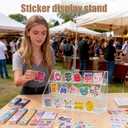 Acrylic Sticker Display Stand with Divided Pockets, Portable Bookmark Holder Tiered Display Stand, Clear Desk Organizer for Home, Retail or Craft Fair Use (15 Pockets, 3 Tier)