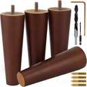 Premium Walnut Wood Furniture Legs (Full Install Kit) - Pick Your Size and Color