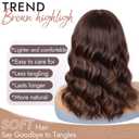 Brown Highlight Wig with Bangs for Women Short Wavy Curly Brown Bob Wigs Medium Length 14 inch Synthetic Hair for Daily Party Use