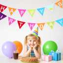 GCQQ Happy Birthday Banner 3.5M/11.5FT Cotton Double Layer Fabric Bunting 14PCS Reusable Rainbow Birthday Party Triangle Flag Pennant Garlands for Boys Girls Kids & Adults Birthday Decorations