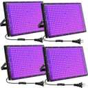 300W LED Black Lights for Glow Party, Black Light Flood Light IP65 Waterproof 395nm UV Blacklight Floodlight Purple Black Light Spotlight Fluorescent UV Light Lamp for Halloween Decor (4 Pack)