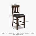 Signature Design by Ashley Haddigan Upholstered Barstool, 2 Count, Slat Back Design, Cushioned Seat, Wood, 25.5" H, Dark Brown