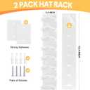 2 Pack Hat Organizer for Baseball Caps, Hat Hanger Holder Hold up to 16 Hat, Wall Hat Rack with Strong Adhesive, Multilayer Cap Storage Hooks for Closet Door and Bedroom (Beige-16)