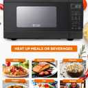 COMMERCIAL CHEF 0.9 Cu Ft Microwave with 10 Power Levels, Push Button and Child Lock, Digital Controls, Countertop Microwave with Timer and Quick-Touch Menu, Black