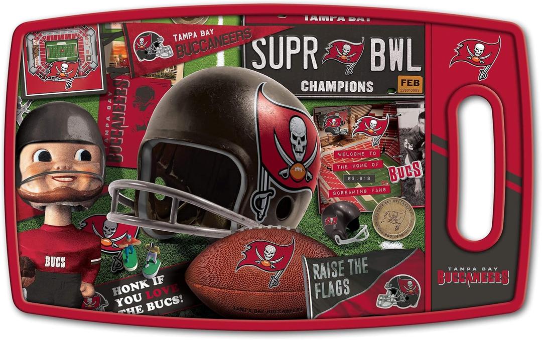 YouTheFan NFL Retro Series Cutting Board (14"L x 9"W, Team Colors)