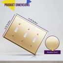 ENERLITES Toggle Light Switch Metal Wall Plate, Stainless Steel 201, Corrosion Resistant, Size 3-Gang 4.50" x 6.38", 7713-PB, Polished Brass, Gold