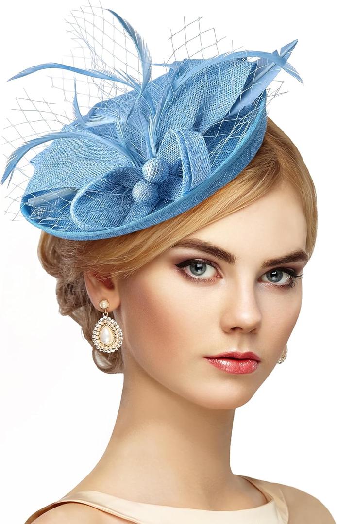 Zinniday Fascinator Tea Party Hat - 2026 Derby Pillbox Kentucky Hat for Women (7.87x5.9inch)