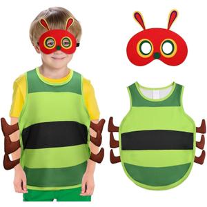 Caterpillar Costume Kit Book Character Costumes Include Caterpillar Tunic and Mask for Halloween Dress up (18-36 Months)