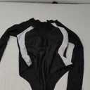 YATEEN Womens Athletic Training Swimsuit Long Sleeve Rashguard (Medium, #4 Black / White)
